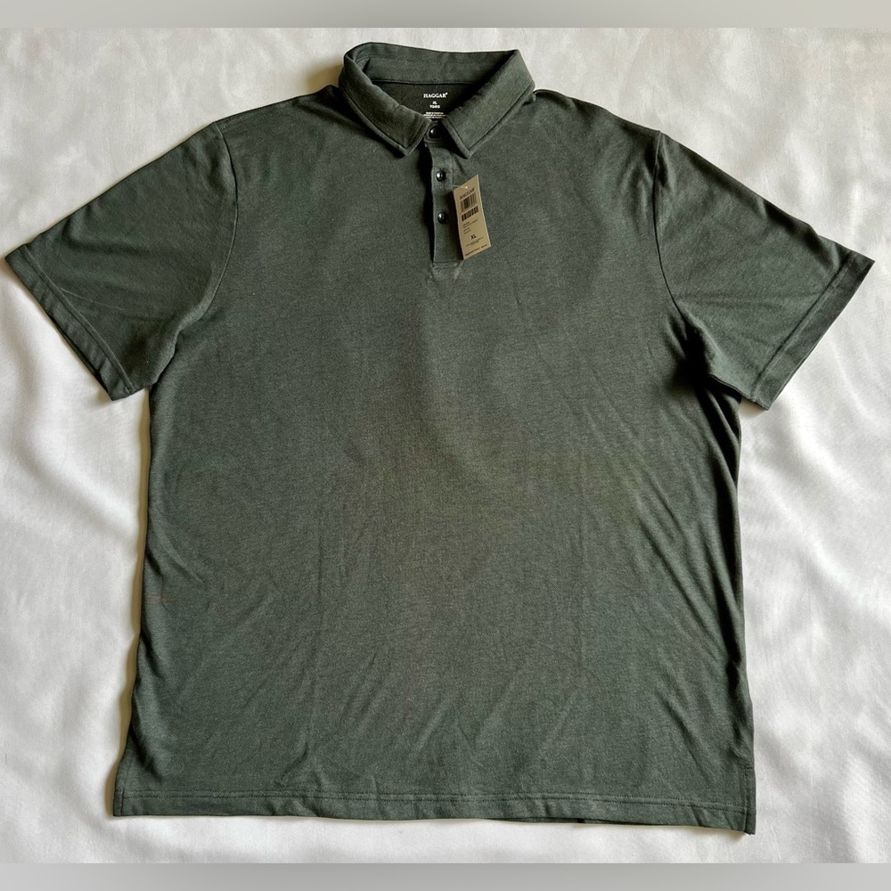 Haggar Men’s Polo Shirt XL Moss Green Cotton Blend NWT Casual Golf Style
